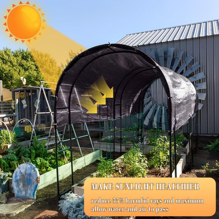 Cool Area 55% 6.5x6.5ft Sunblock Shade Cloth Cover Mesh UV Resistant Net for Garden Flower Plant Greenhouse, Black - Image 2